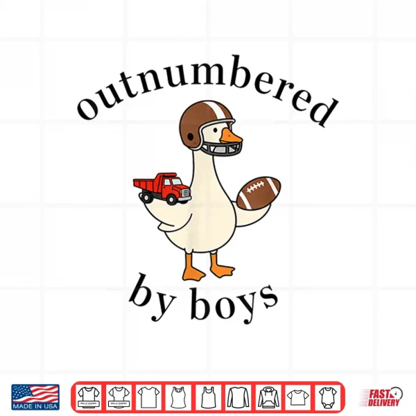 Design Outnumbered By Boys Funny Mom Goose Mothers Day Shirt