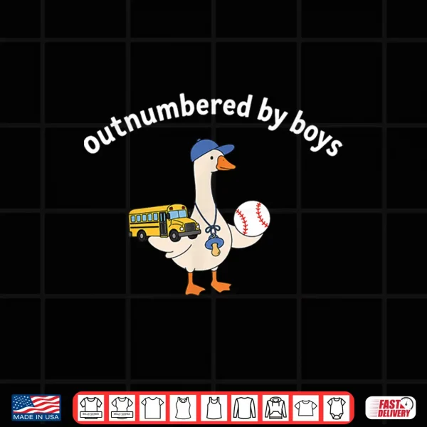 Design Outnumbered By Boys Goose Funny Boy Mothers Day Shirt