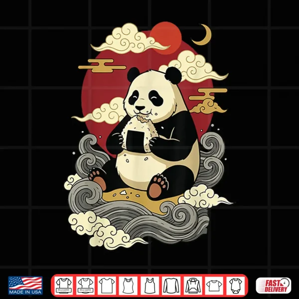 Design Panda Eating Onigiri Japanese Sushi Manga Japan Shirt