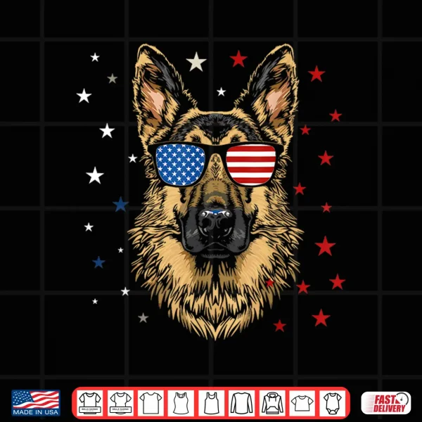 Design Patriotic American German Shepherd USA Flag Dog Fourth Of July Shirt
