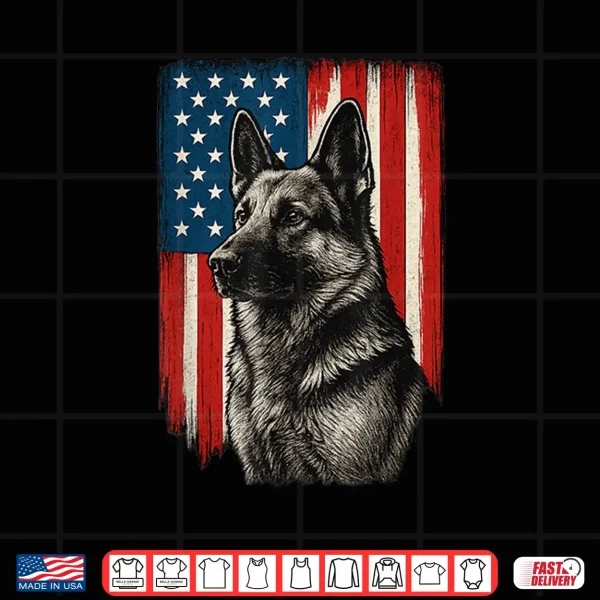 Design Patriotic German Shepherd American Flag Dog Shirt