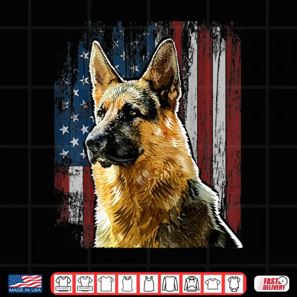 Design Patriotic German Shepherd American Flag Shirt Dog Gifts
