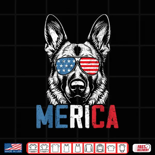 Design Patriotic German Shepherd Dog Merica Fourth Of July Shirt