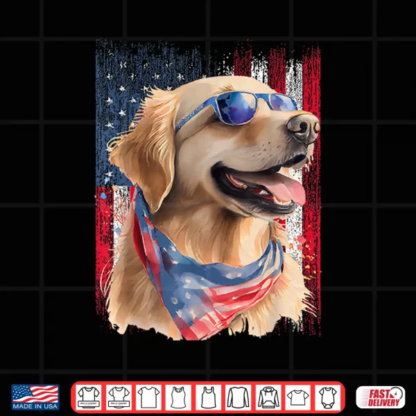Design Patriotic Golden Retriever USA American Flag Dog Lover Shirt