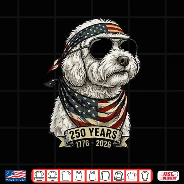 Design Patriotic Poodle Dog 250 Years American Flag Anniversary Shirt