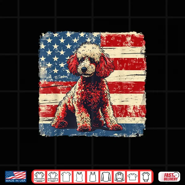 Design Patriotic Poodle Dog Tee Fourth of July Women Men Kids Shirt