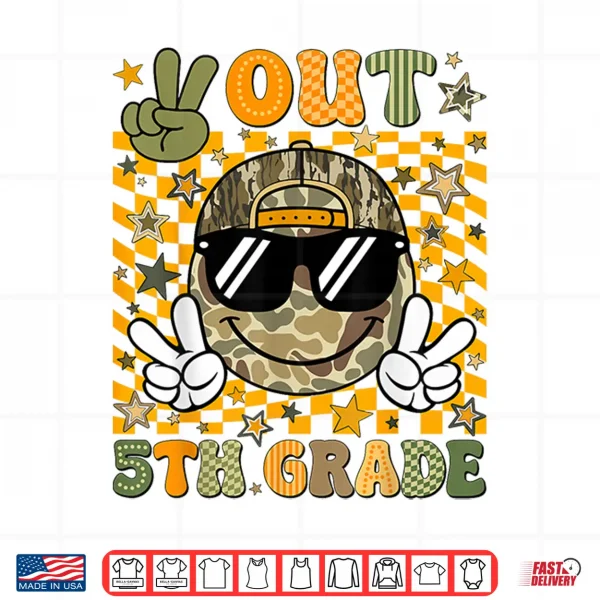 Design Peace Out 5th Grade Fifth Camo Last Day Graduation Men Boy Shirt