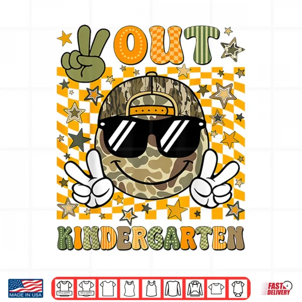 Design Peace Out Kindergarten Camo Last Day Graduation Shirt