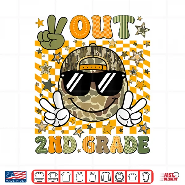Design Peace Out Second Grade Second Camo Last Day Graduation Shirt