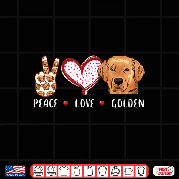 Design Peace love Golden Retriever dog gift for men women kids girl Shirt