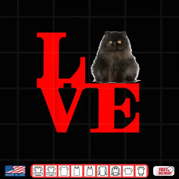 Design Persian Black Cat Love Park I love my Cat Shirt