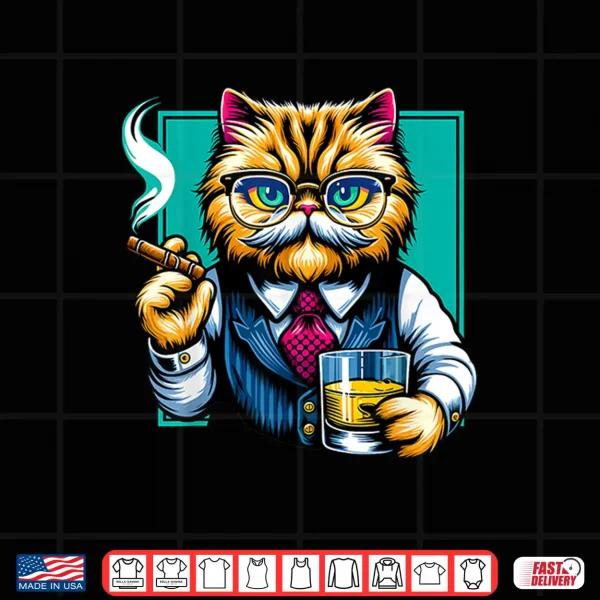 Design Persian Cat Cigar And Whiskey Shirt
