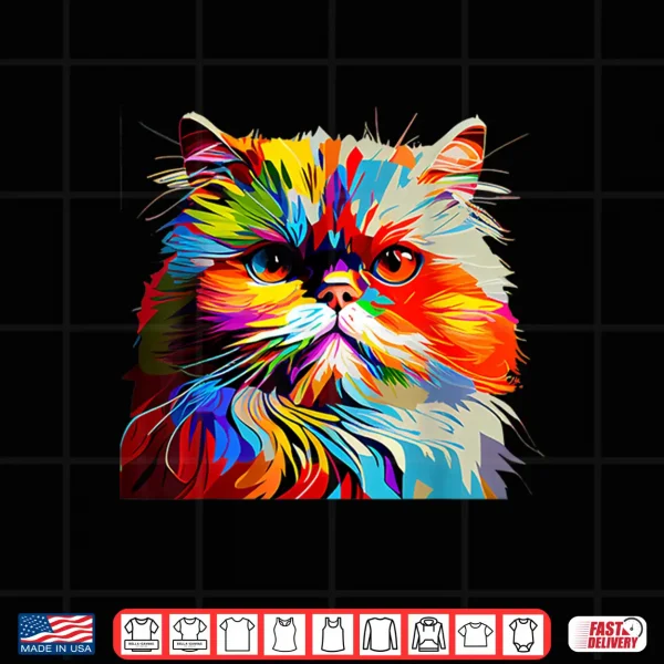 Design Persian Cat Lovers Colorful Pop Art Persian Cat Shirt