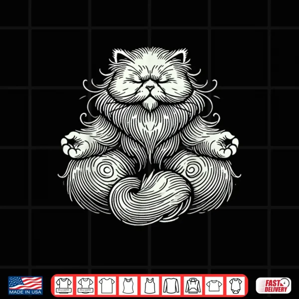 Design Persian Cat Meditation Zen Pose Yoga Feline Shirt