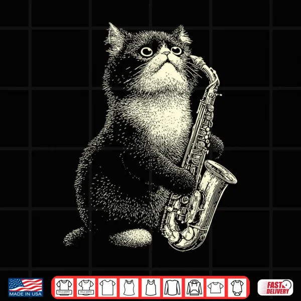 Design Persian Cat Playing Saxophone Player Funny Jazz Musician Shirt