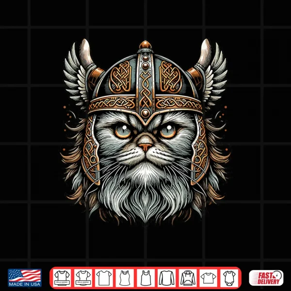 Design Persian Cat Valhalla North Myths Celtic Viking Style Shirt