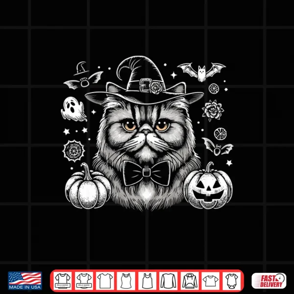 Design Persian Cat Witch Hat Halloween Shirt