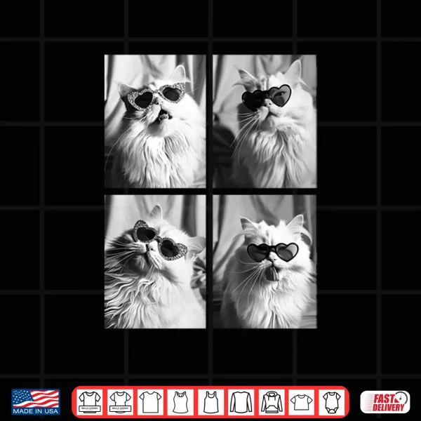 Design Persian Cat with Hearts Sunglasses Cute Valentines Day Shirt