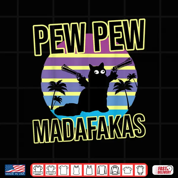 Design Pew Pew Madafakas Vaporwave Cat Maine Coon Shirt