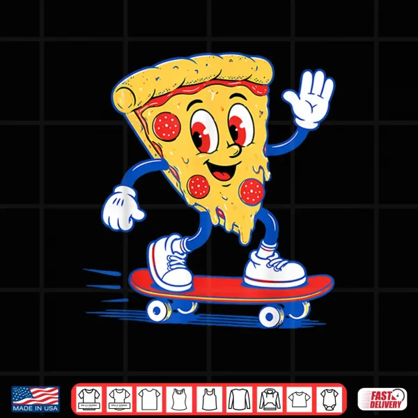 Design Pizza Slice Skateboarding Fun Graphic for Food Lovers Shirt