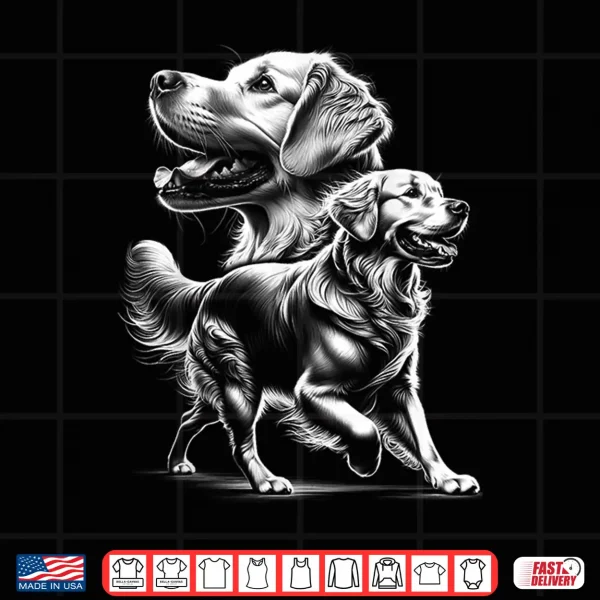 Design Playful Golden Retriever Dog in Photorealistic Style Shirt