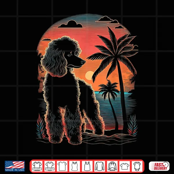 Design Poodle 80s Sunset Vintage Retro Style Shirt