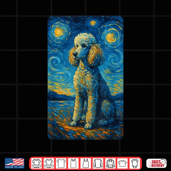 Design Poodle Art Starry Night Style Painting Dog Lovers Shirt