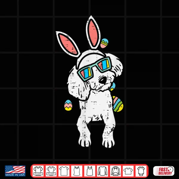 Design Poodle Bunny Ears Glasses Easter Eggs Cute Dog Owner Lover Shirt