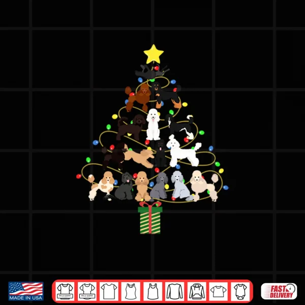 Design Poodle Christmas Tree We Woof You a Merry Christmas Shirt