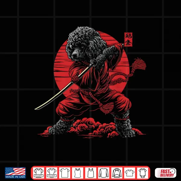 Design Poodle Dad Cute Japanese Anime Stuff Samurai Dog Ninja Shirt