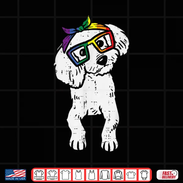 Design Poodle Dog Bandana LGBTQ Rainbow Flag Gay Pride Ally Lover Shirt