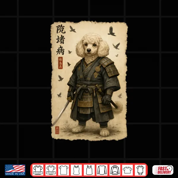 Design Poodle Dog Samurai Art Japanese Vintage Shirt