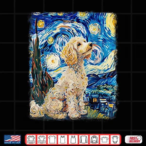Design Poodle Dog Starry Night Painting Shirt