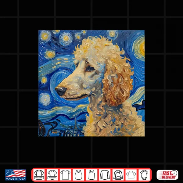 Design Poodle Dog Van Gogh Style Starry Night Shirt