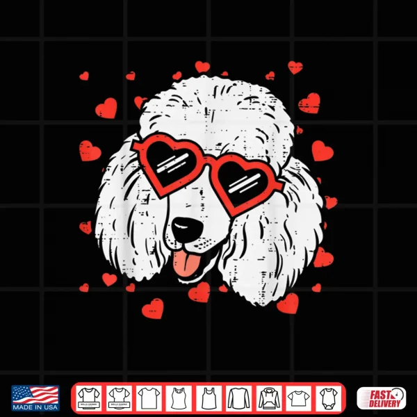 Design Poodle Face Heart Glasses Cute Valentines Day Dog Lover Gift Shirt