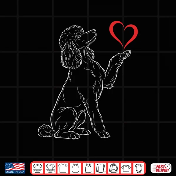 Design Poodle Lover Dog Art Poodle Holding Heart Valentines Shirt