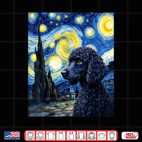 Design Poodle Puppy Van Gogh Starry Night Style Graphic Shirt
