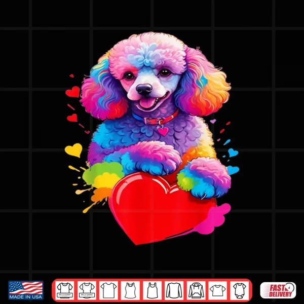 Design Poodle Shirt Colorful Poodle Heart Graphic Shirt