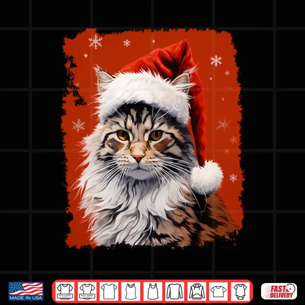 Design Pop Art Maine Coon Christmas Cat Red Shirt
