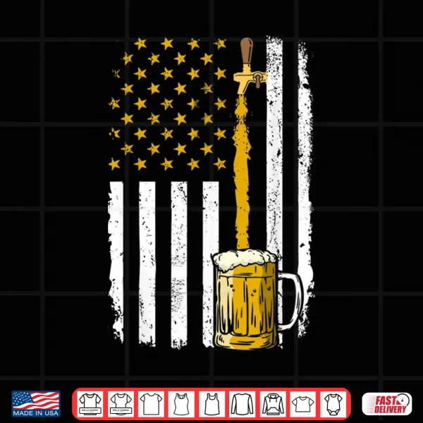 Design Pouring Beer American Flag Vintage 4th of July Craft Brewery Shirt