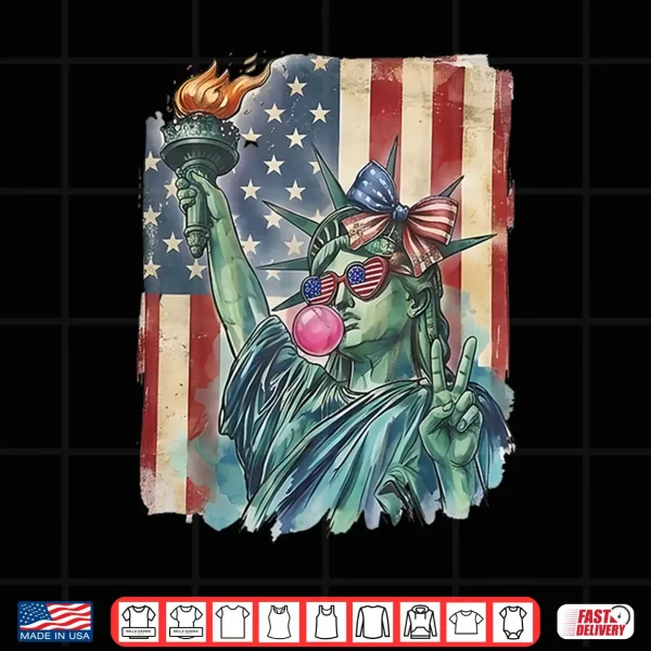 Preppy 4Th Of July Statue Of Liberty Blowing Bubble Gum Shirt 4 Design Preppy 4th of July Statue of Liberty Blowing Bubble Gum Shirt