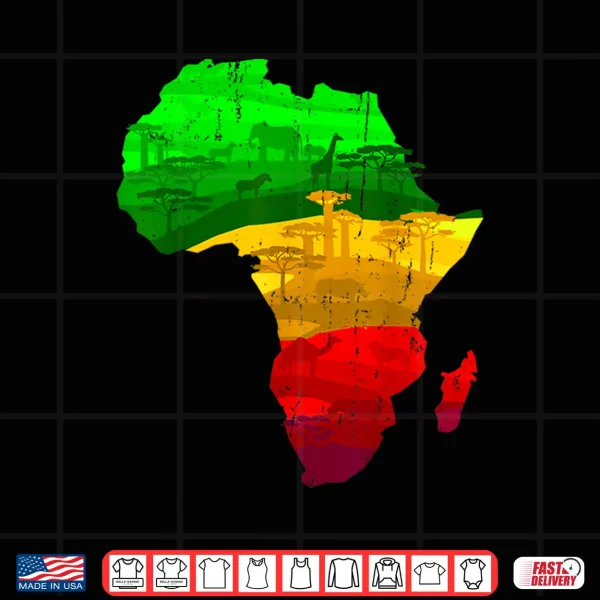 Design Proud Africa Map Green Yellow Red African Pride Juneteenth Shirt