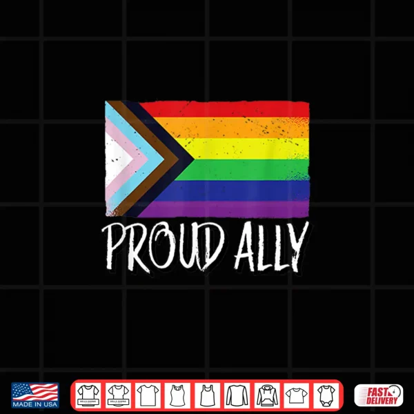 Design Proud Ally Pride Month LGTBQ Black Pride Flag Shirt
