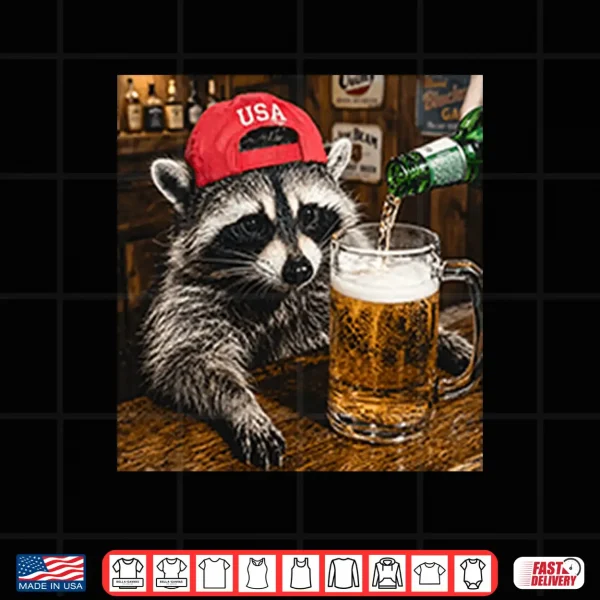 Raccoon Drinking Beer Patriotic Usa Shirt 4 Design Raccoon Drinking Beer Patriotic USA Shirt