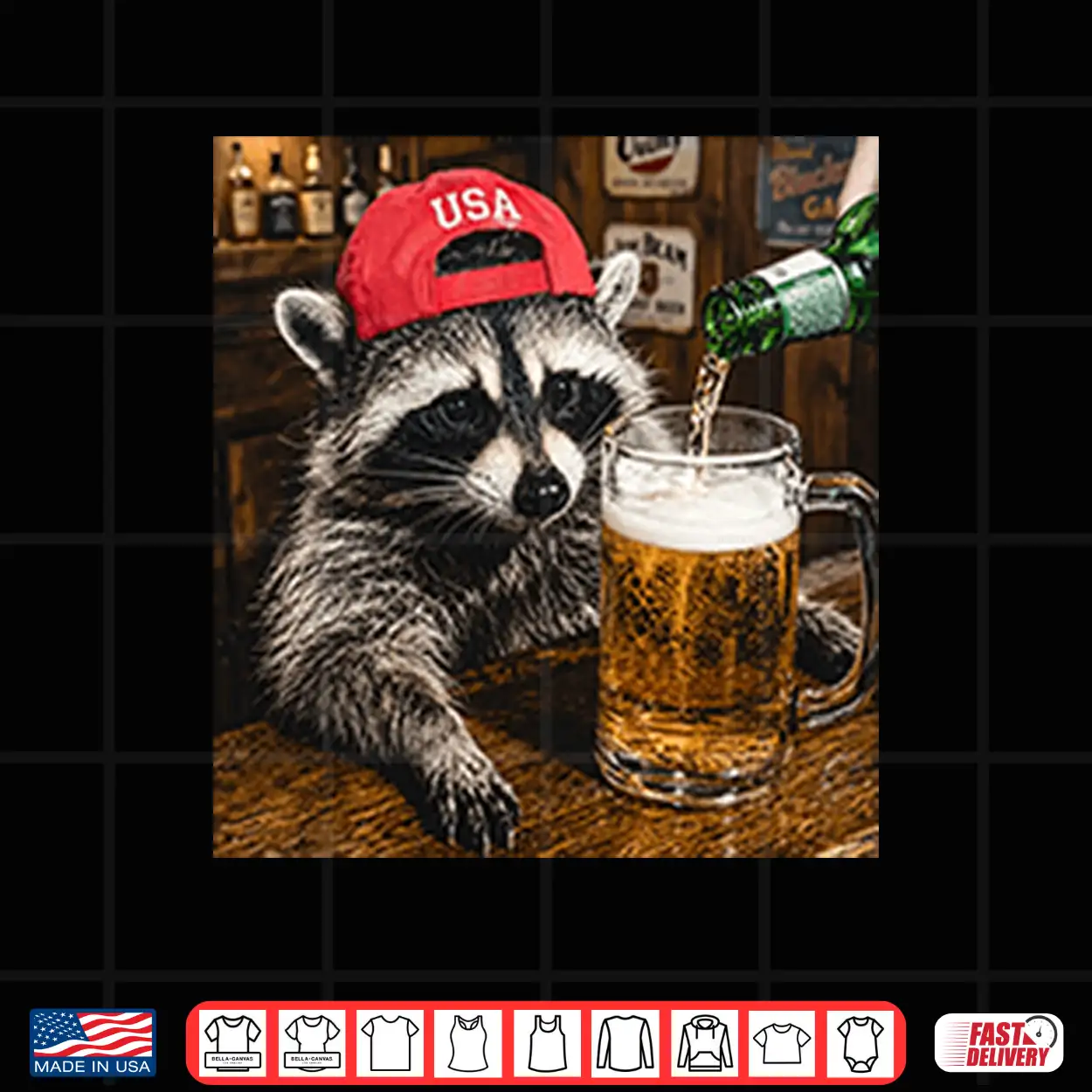 Raccoon Drinking Beer Patriotic Usa Shirt Raccoon Drinking Beer Patriotic Usa Shirt