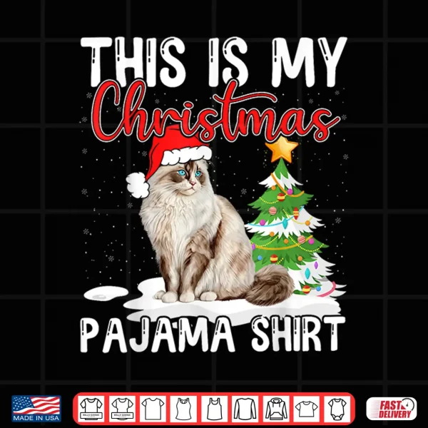Design Ragdoll Cat Christmas Pajama Shirt Cute Holiday Funny Design Men Women Kids Shirt
