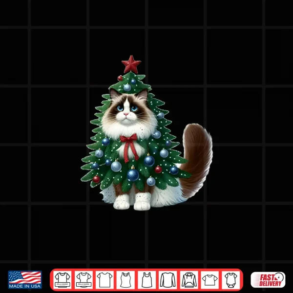 Design Ragdoll Cat Christmas Tree Costume Shirt