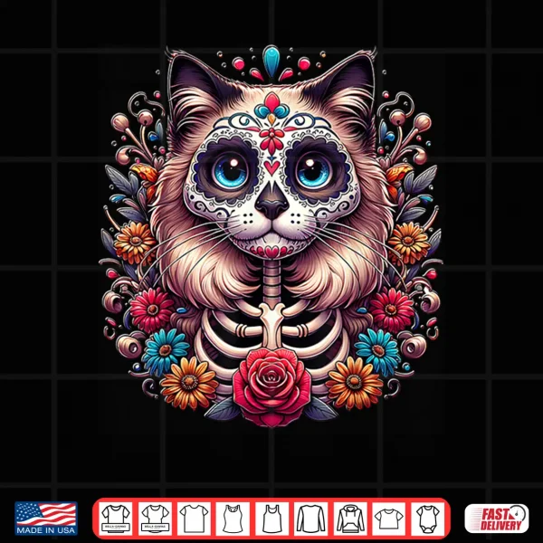 Design Ragdoll Cat Dia De Los Muertos Ragdoll Cat Halloween Cat Shirt
