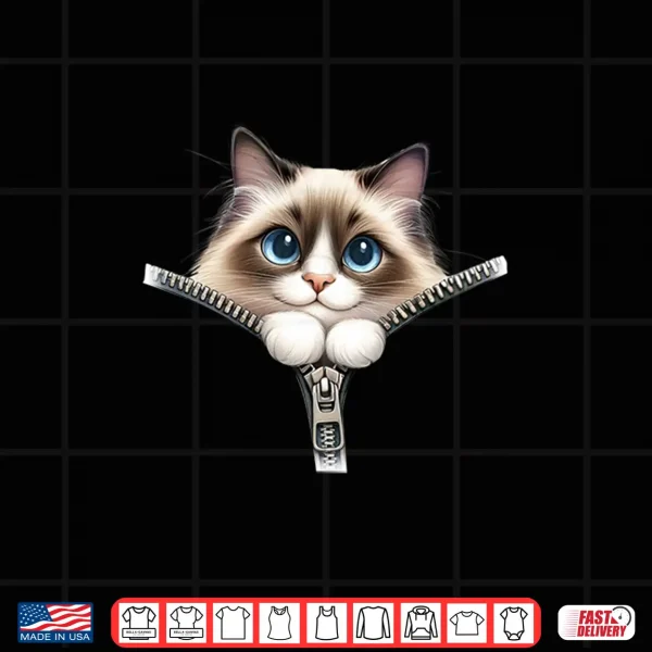 Design Ragdoll Cat Funny Zipper Cats Cute Kitty Lover Gift Shirt