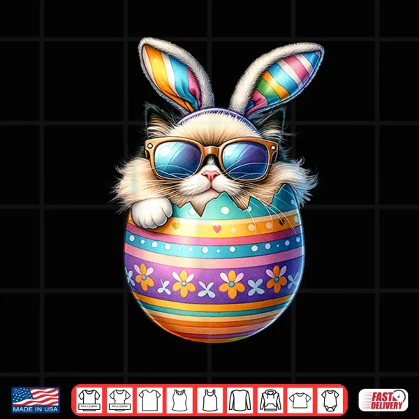 Design Ragdoll Cat Lover Easter Egg Happy Easter Bunny Ears Shirt